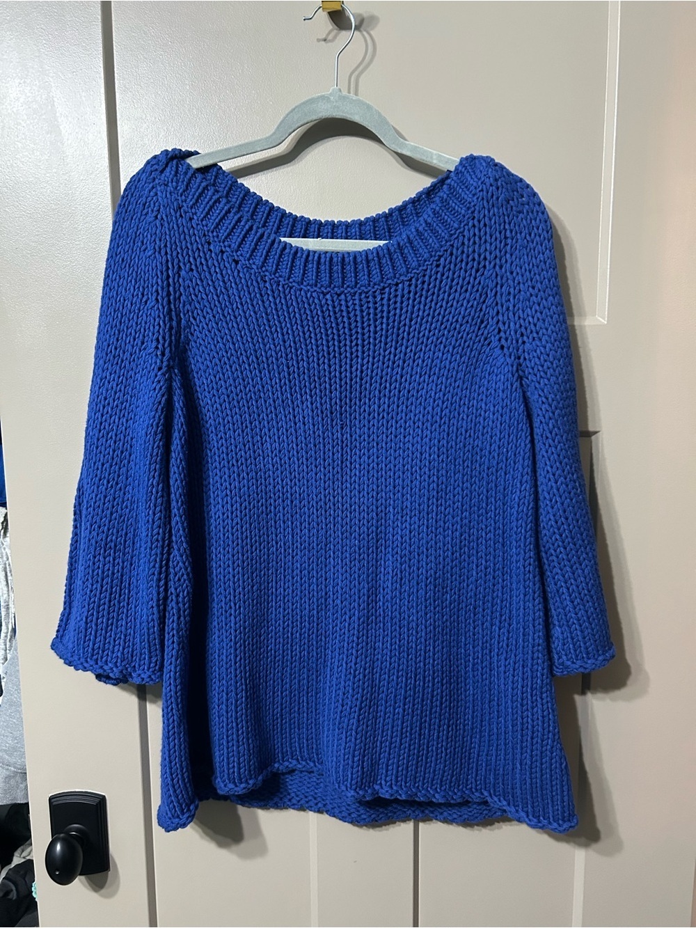 Soft Surroundings Cobalt Blue Chunky knit Scoop Neck Sweater